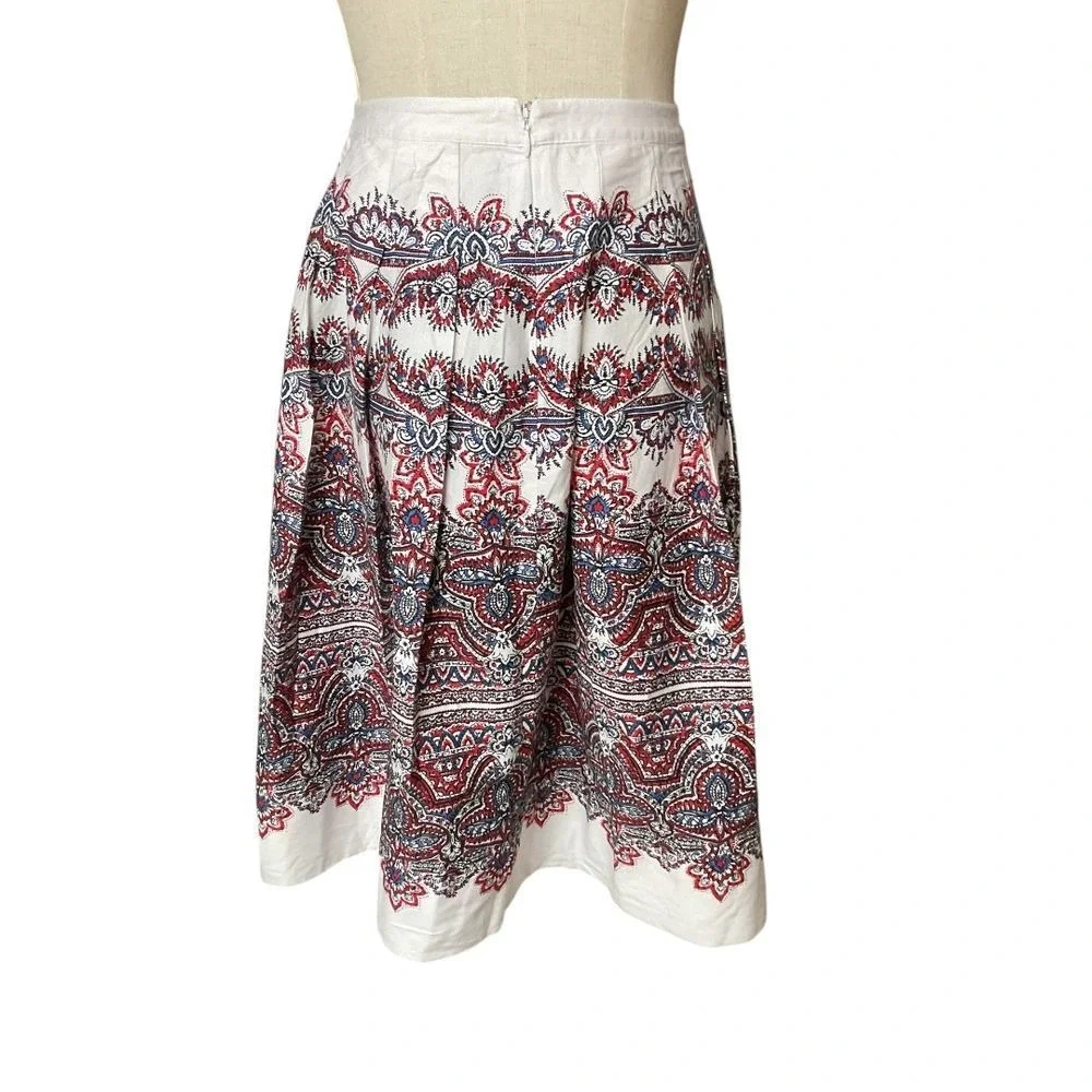 Talbots Petite Women's Floral Print A-Line Pleated Midi Skirt Size‎ 4P Boho